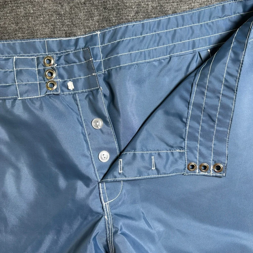 Birdwell Beach Britches Blue Nylon Board Shorts Mens 40 Surf Trunks Made in USA